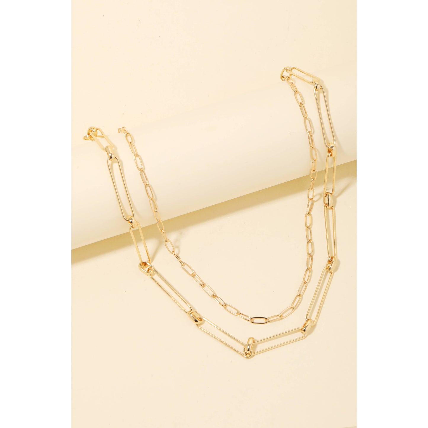 Layered Dainty Oval Chains Necklace