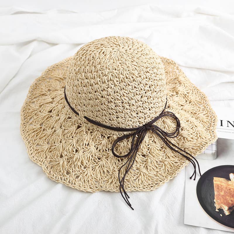 🎉SALE!!🎉Summer handmade crochet straw hat large brim.