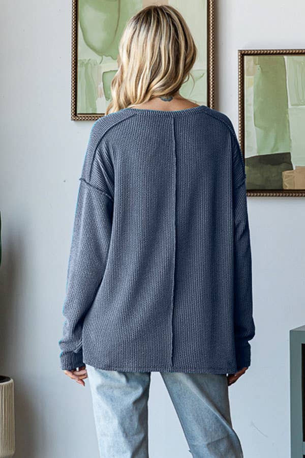 PLUS SIZE Ribbed Long Sleeve Shirt