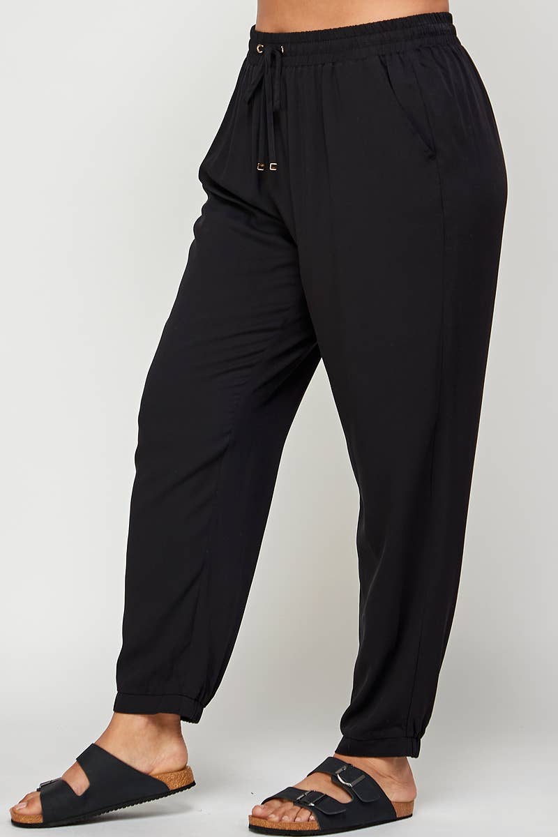 Plus Size Solid Jogger Pant with Pockets
