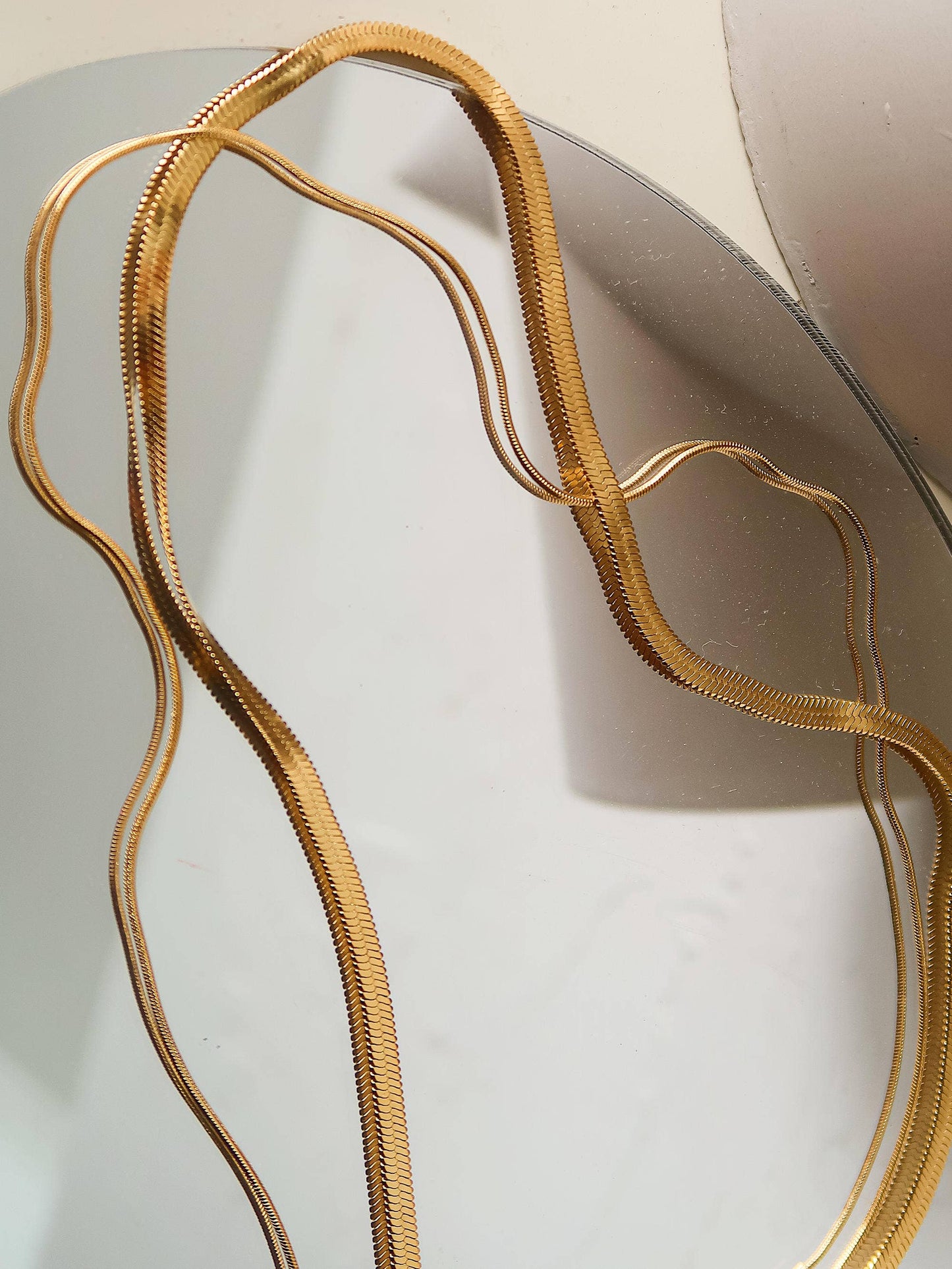 Layered Flat Snake Chain Necklace