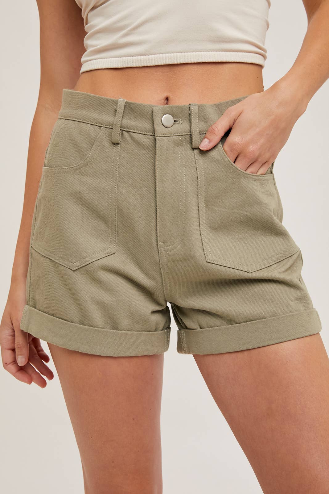HIGH-RISE DENIM MOM SHORTS SIDE POCKETS