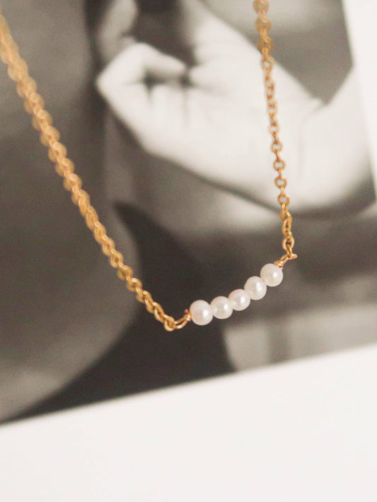 Luna Pearl Bar Necklace