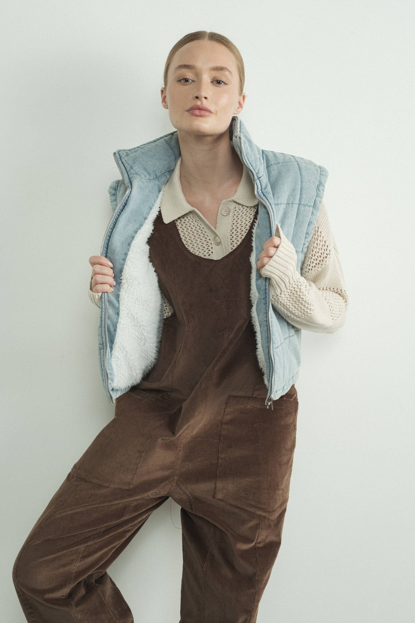 🎉SALE!!🎉 ALEXANDRA QUILTED SHERPA DENIM VEST