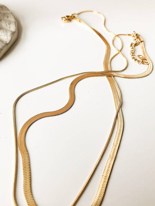 Layered Flat Snake Chain Necklace