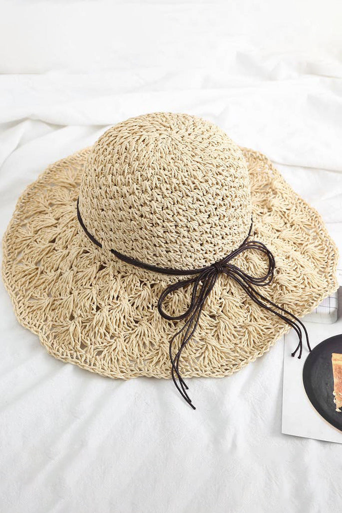 🎉SALE!!🎉Summer handmade crochet straw hat large brim.