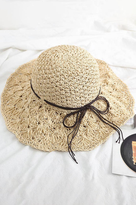 🎉SALE!!🎉Summer handmade crochet straw hat large brim.