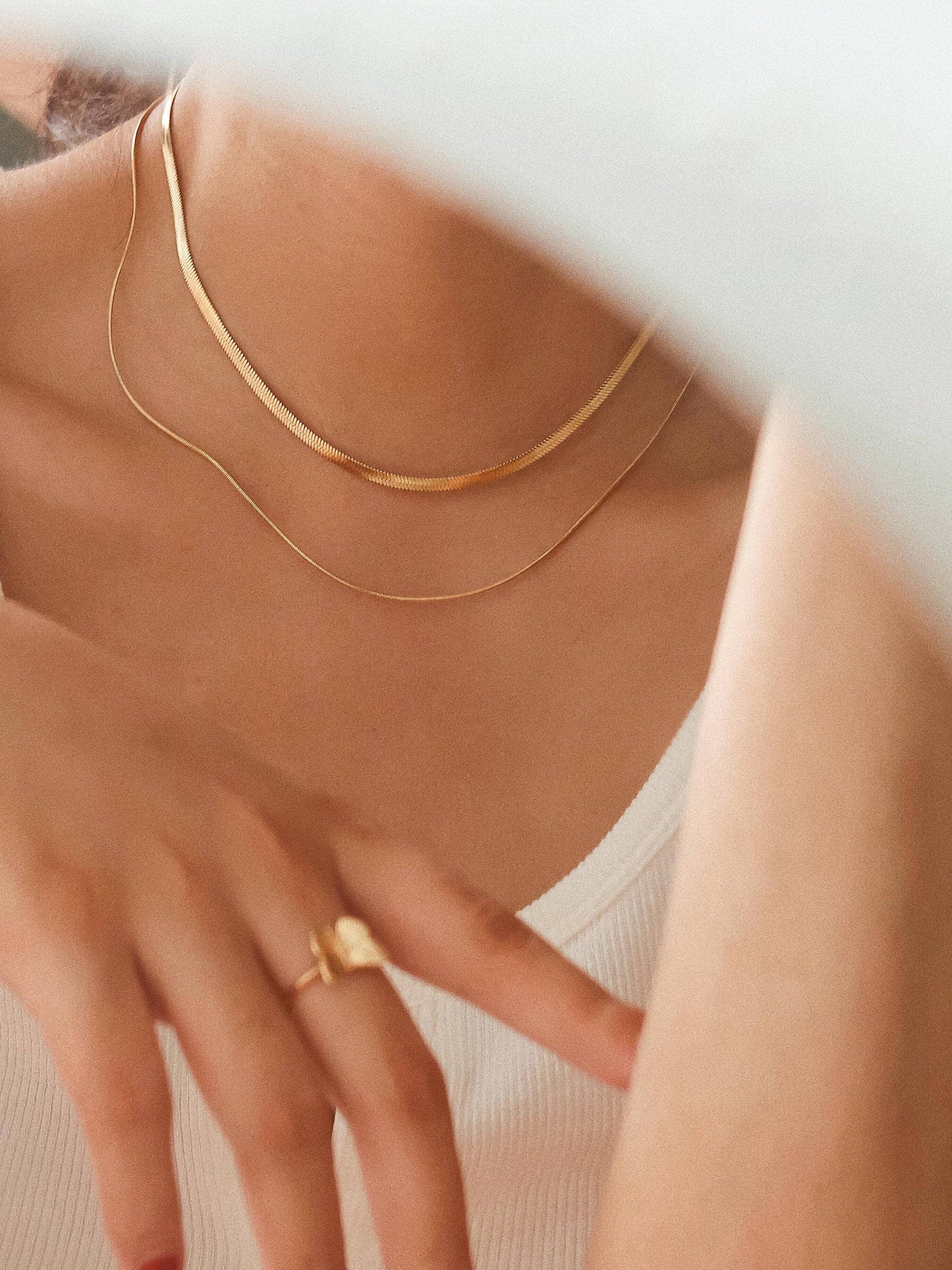 Layered Flat Snake Chain Necklace