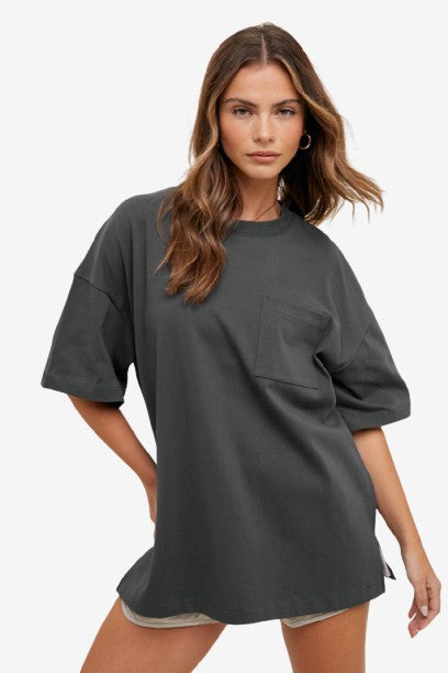 🎉SALE!!🎉 OVERSIZED BOYFRIEND COTTON TEE WITH POCKET