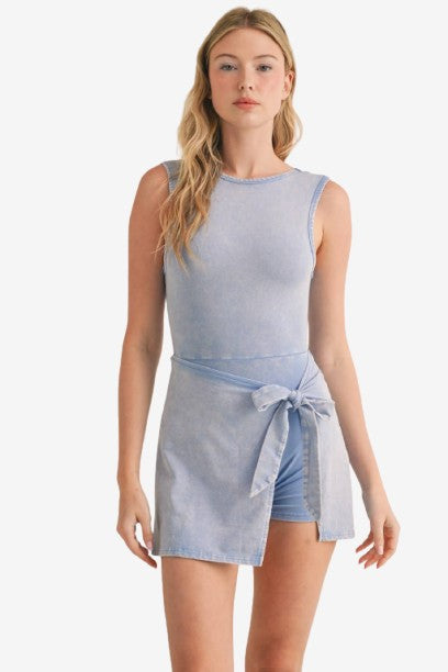 Mineral Wash Wrap Tie Front Dressh