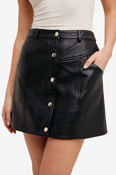 🎉SALE!!🎉FAUX LEATHER BOTTON DOWN A-LINE MINI SKIRT
