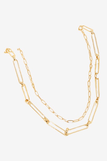 Layered Dainty Oval Chains Necklace
