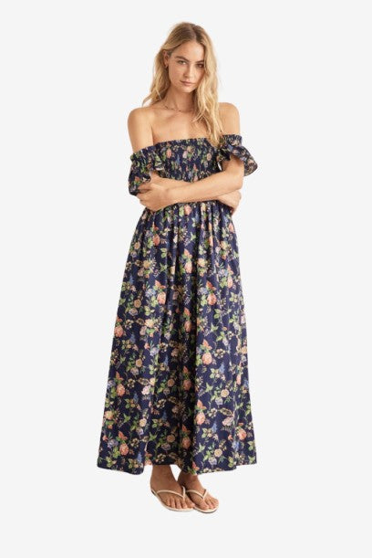 🎉SALE!!🎉 SMOCKED OFF THE SHOULDER RUFFLE SLEEVE MAXI DRESS