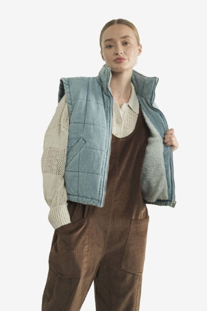 🎉SALE!!🎉 ALEXANDRA QUILTED SHERPA DENIM VEST