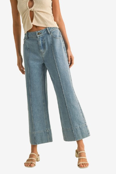 WIDE HEM DENIM PANTS