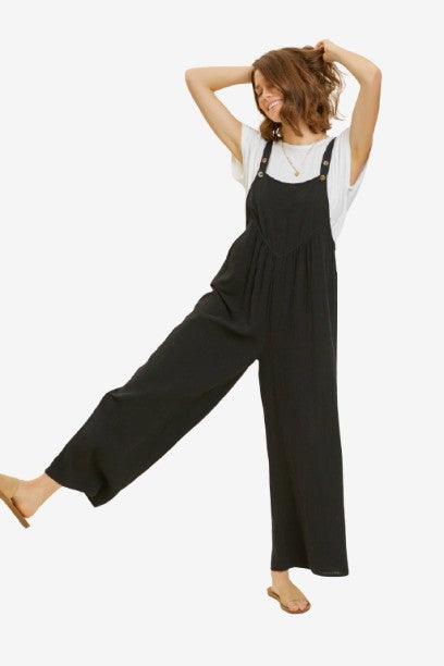 🎉SALE!!🎉PLUS SIZE KANGAROO POCKETED WIDE-LEG OVERALL JUMPSUIT
