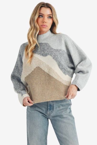 Grey and Tan Contemporary Sweater