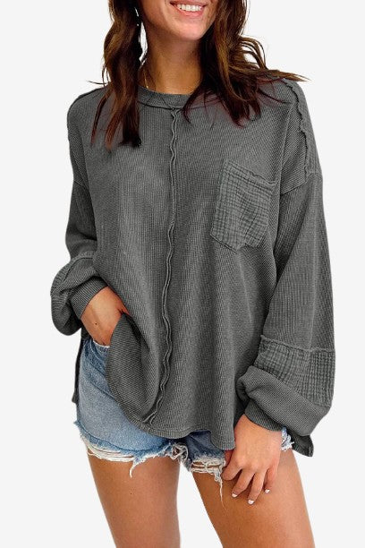 Waffle Patchwork Reverse Seam Top