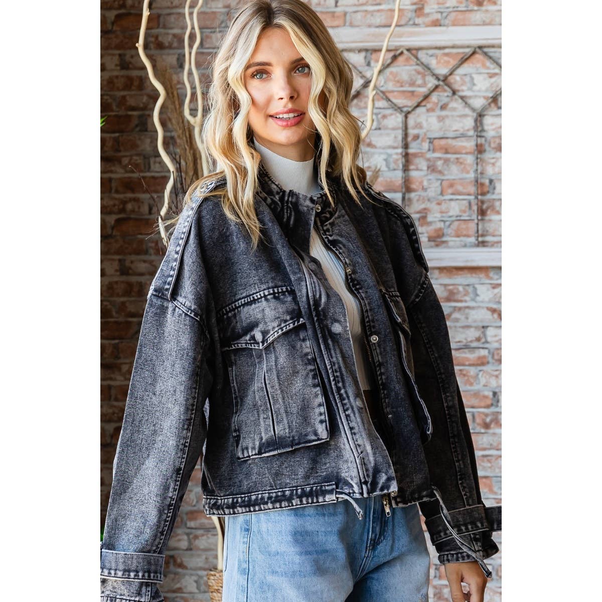 Double Pocket Denim Utility Jacket