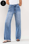 PLUS SIZE SUPER HIGH RISE RAW HEM LOOSE FIT JEANS