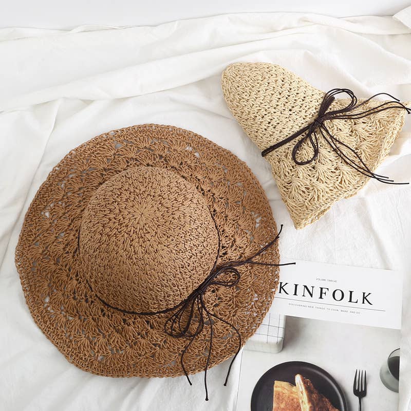 🎉SALE!!🎉Summer handmade crochet straw hat large brim.