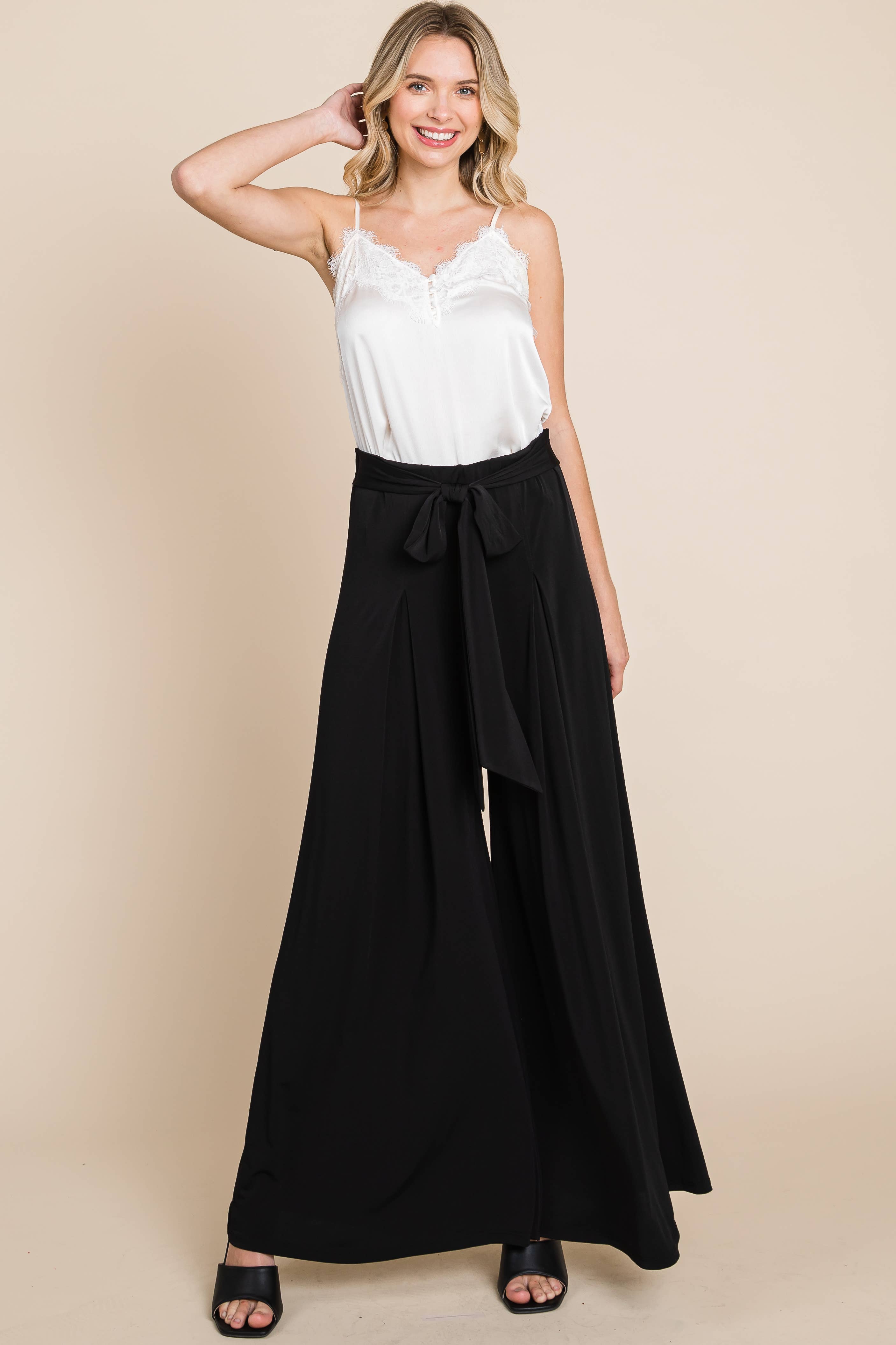 Solid High Waisted Palazzo Pants