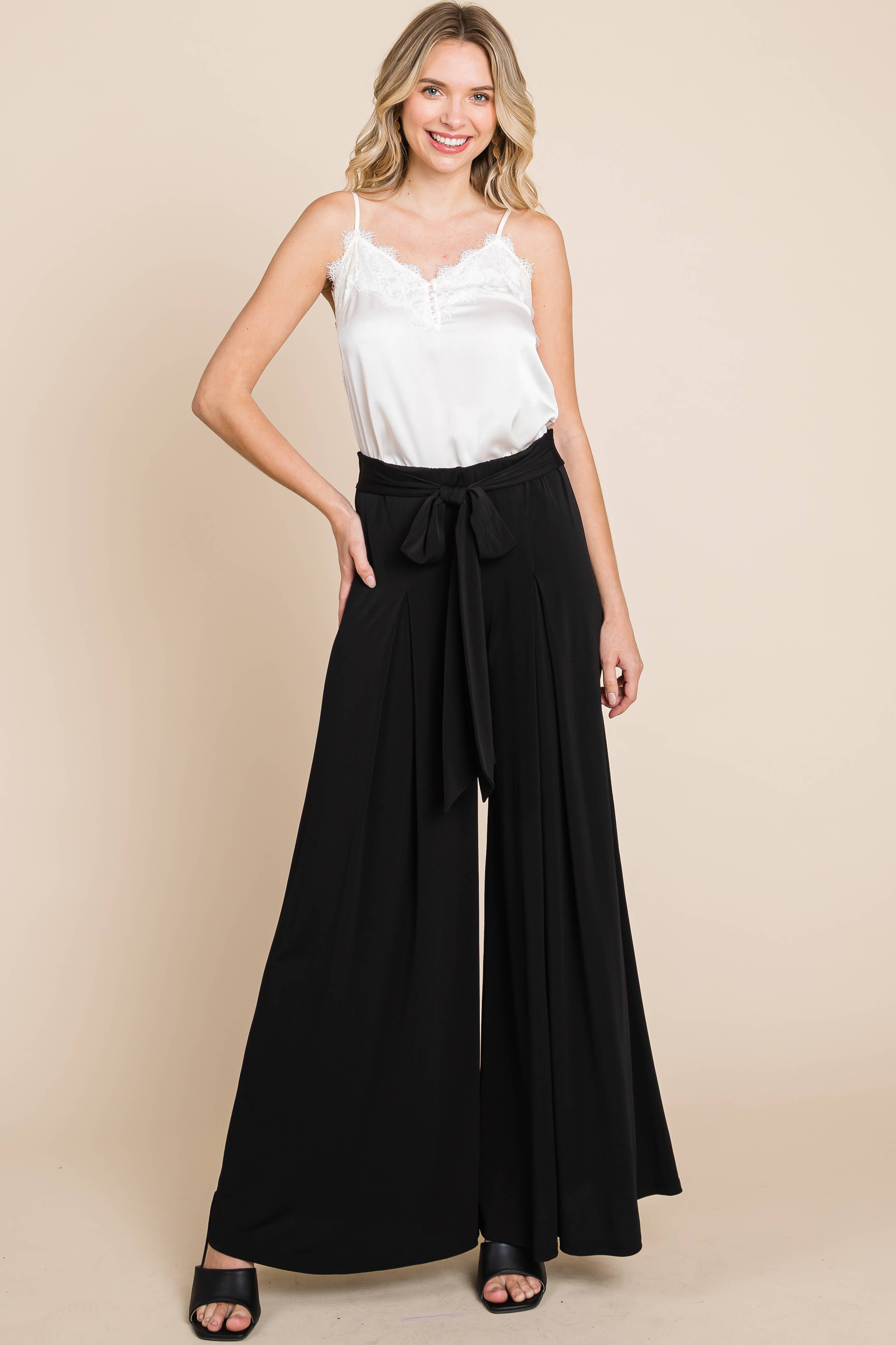 Solid High Waisted Palazzo Pants