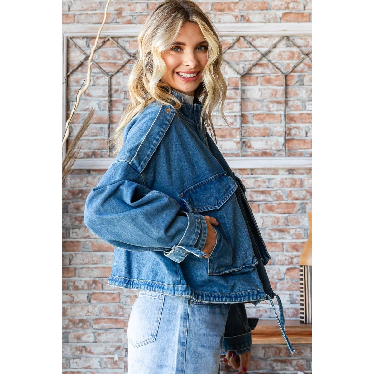 Double Pocket Denim Utility Jacket