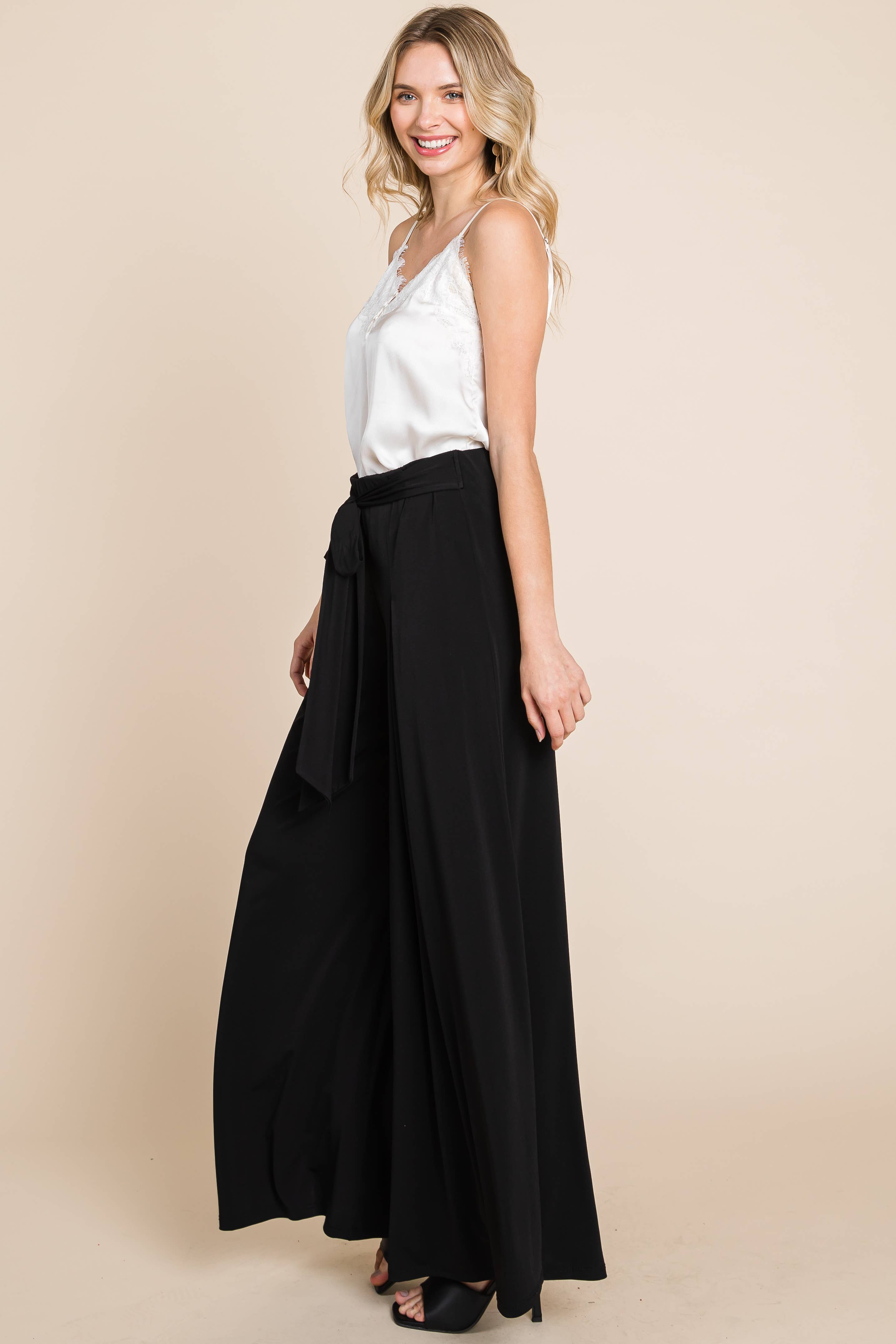 Solid High Waisted Palazzo Pants