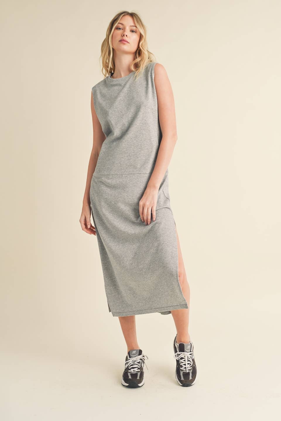 Sleeveless Terry Cloth Midi Dress