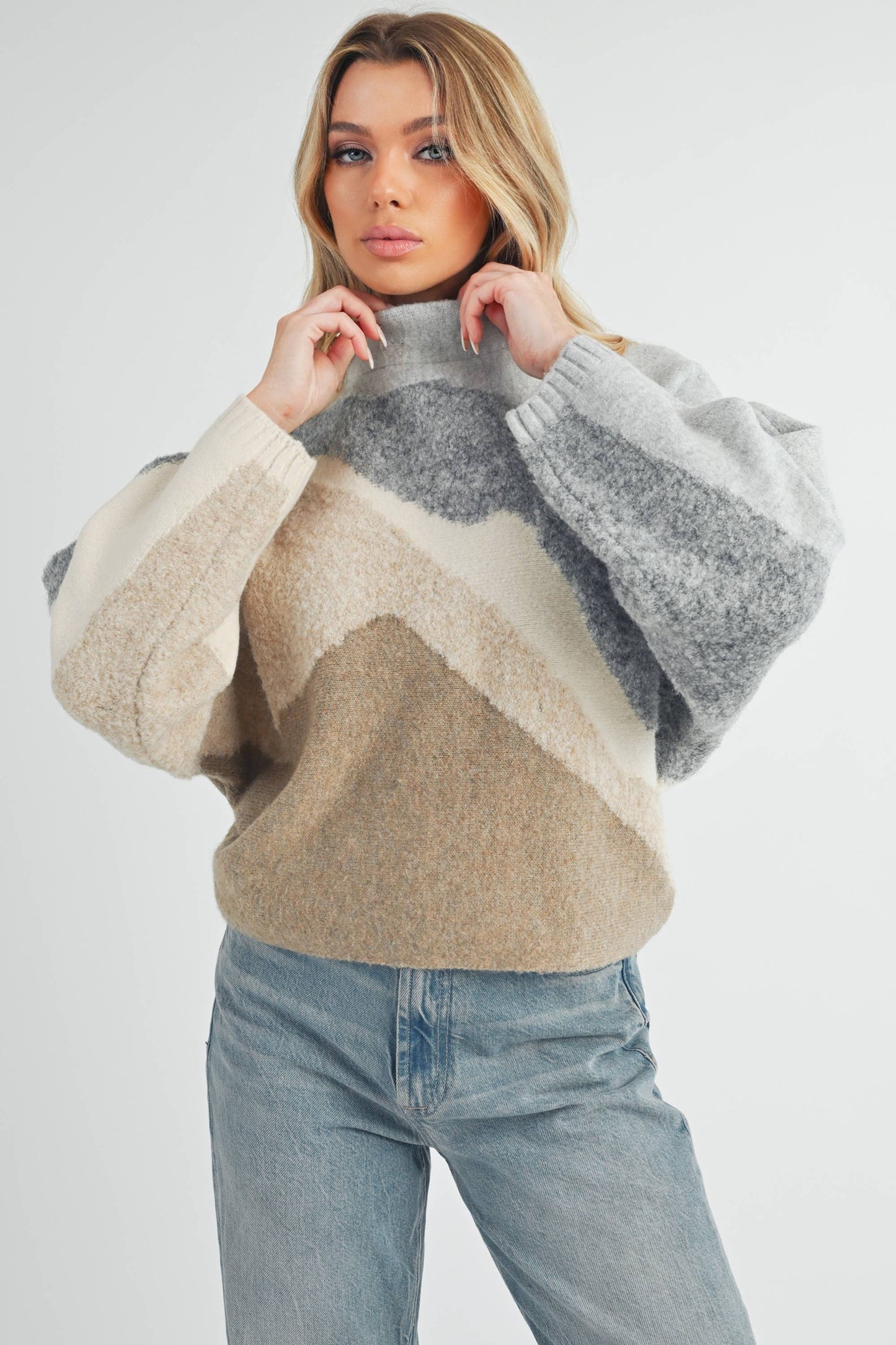 Grey and Tan Contemporary Sweater