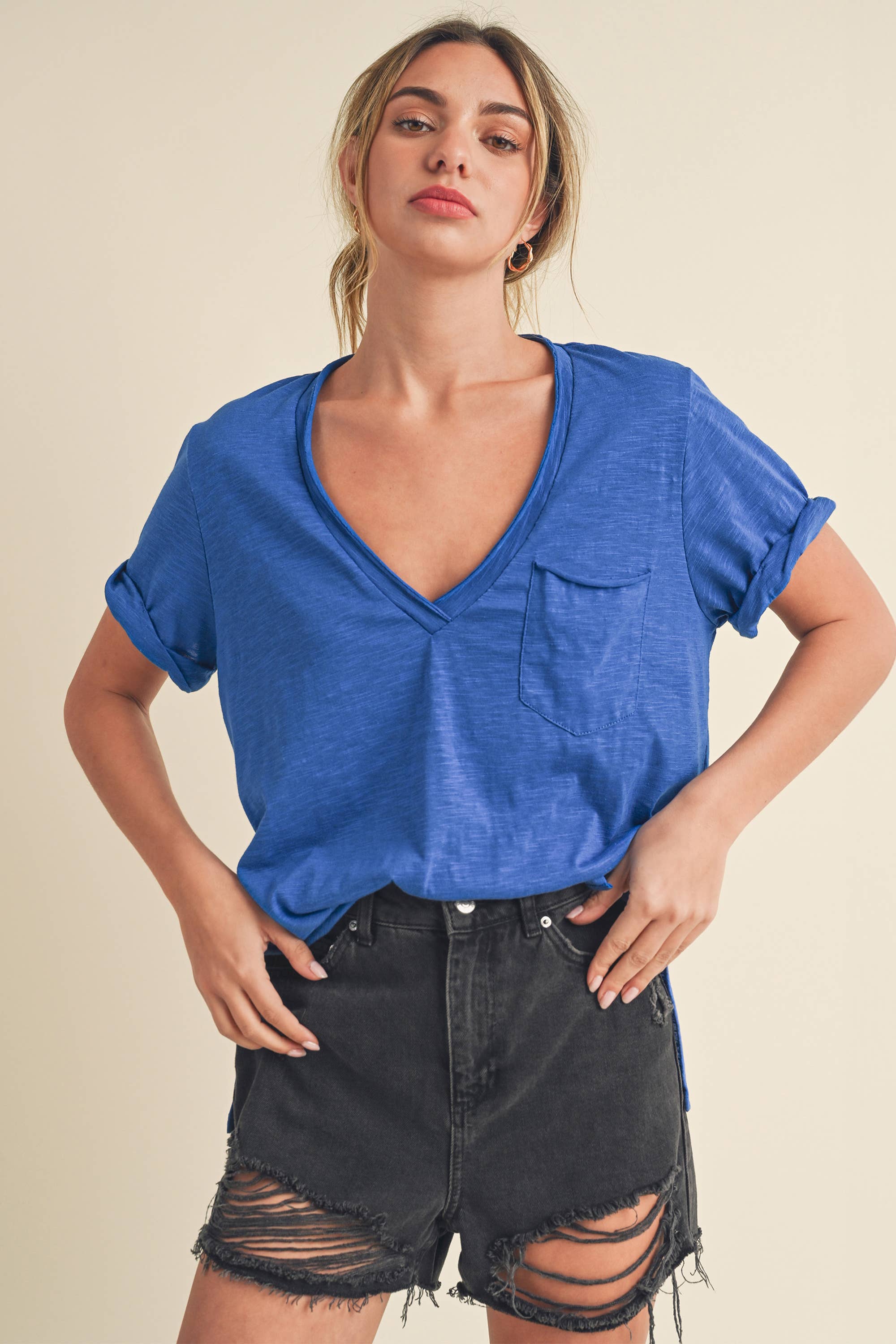 V-Neck Short Sleeve Top