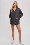 FRENCH TERRY DOLMAN SLEEVE KNIT TUNIC HOODIE