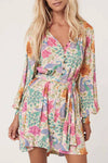 Floral Bubble Sleeve Mini Dress