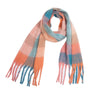 PLAID PATTERN FRINGE TRIM WINTER SCARF