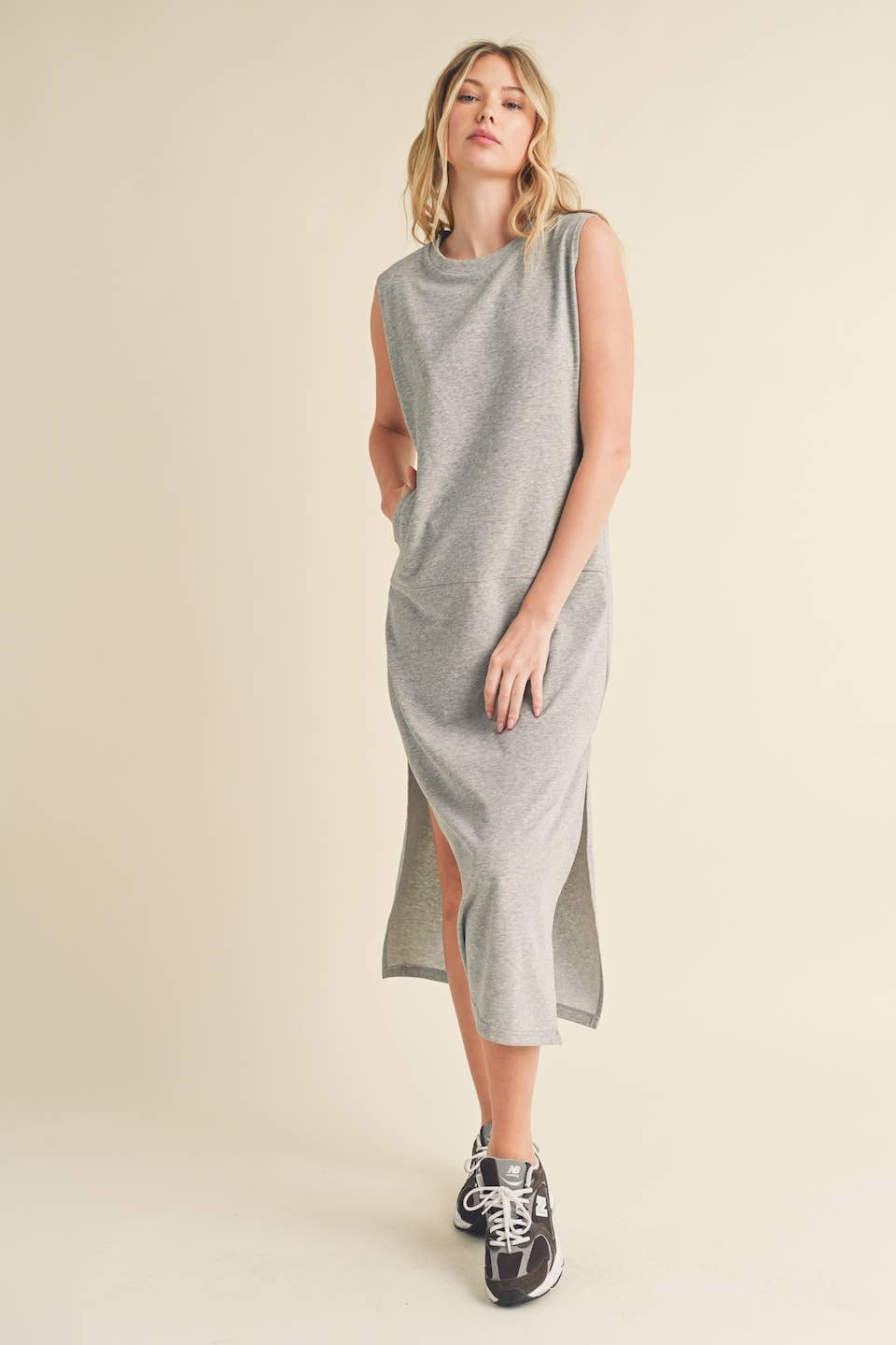 Sleeveless Terry Cloth Midi Dress