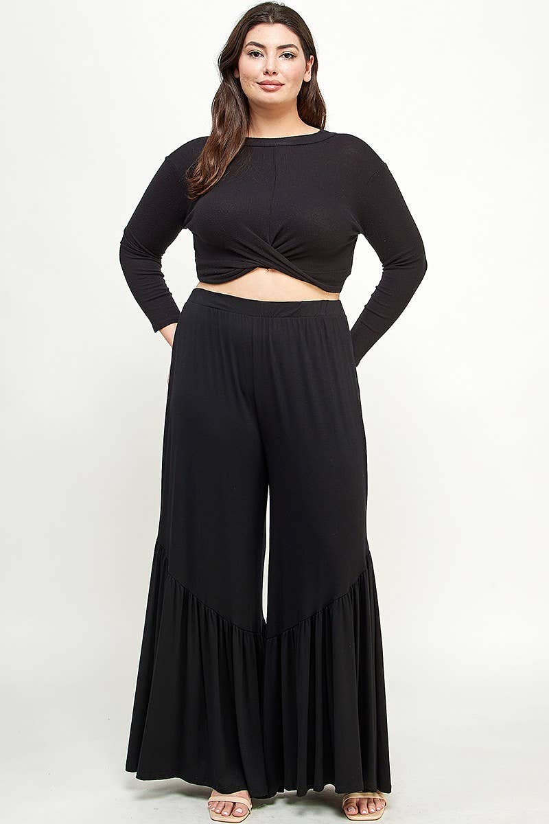 Plus Size High Waisted Ruffle Pant