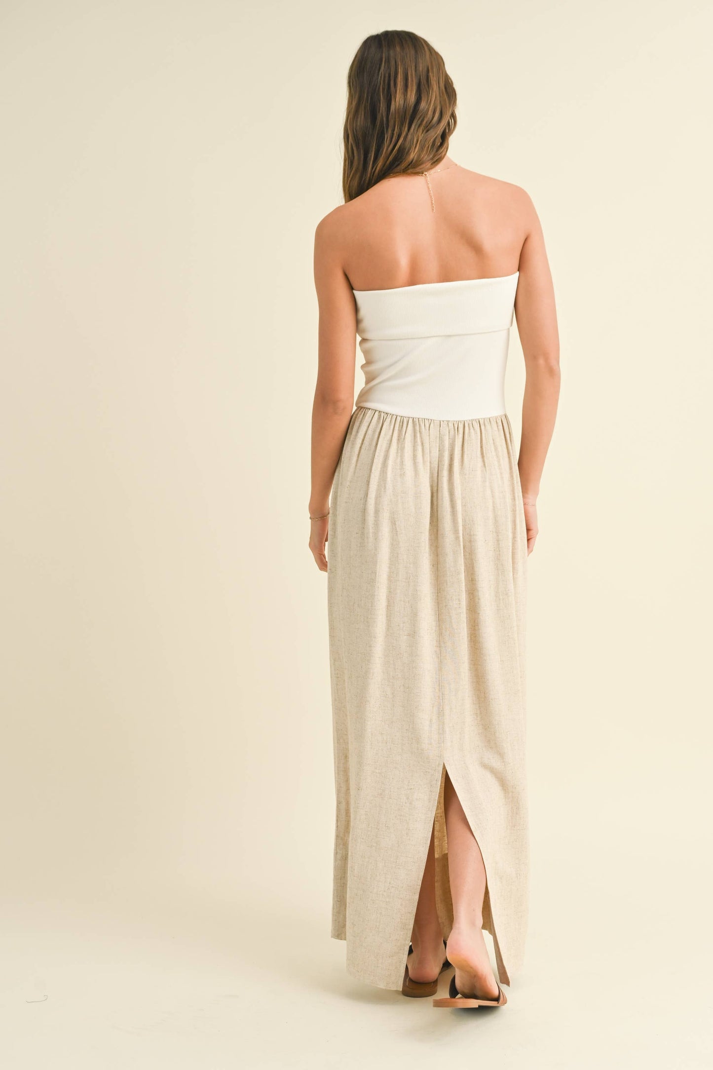 LINEN RIBBED KNITTED TOP DRESS