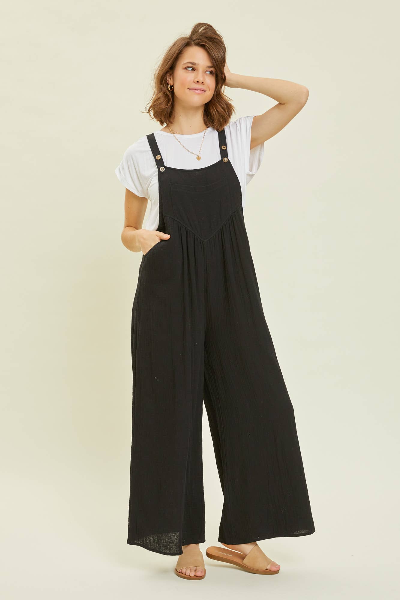 🎉SALE!!🎉PLUS SIZE KANGAROO POCKETED WIDE-LEG OVERALL JUMPSUIT