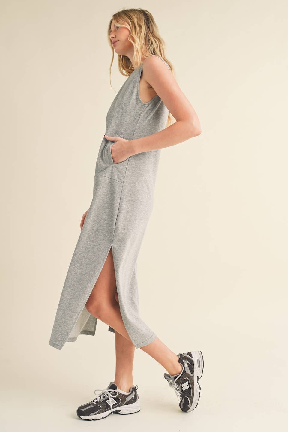 Sleeveless Terry Cloth Midi Dress