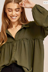 PLUS SIZE Oversized Button-Down Top