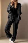 Seamed Zipper Jacket and Drawstring Waist Pants Set