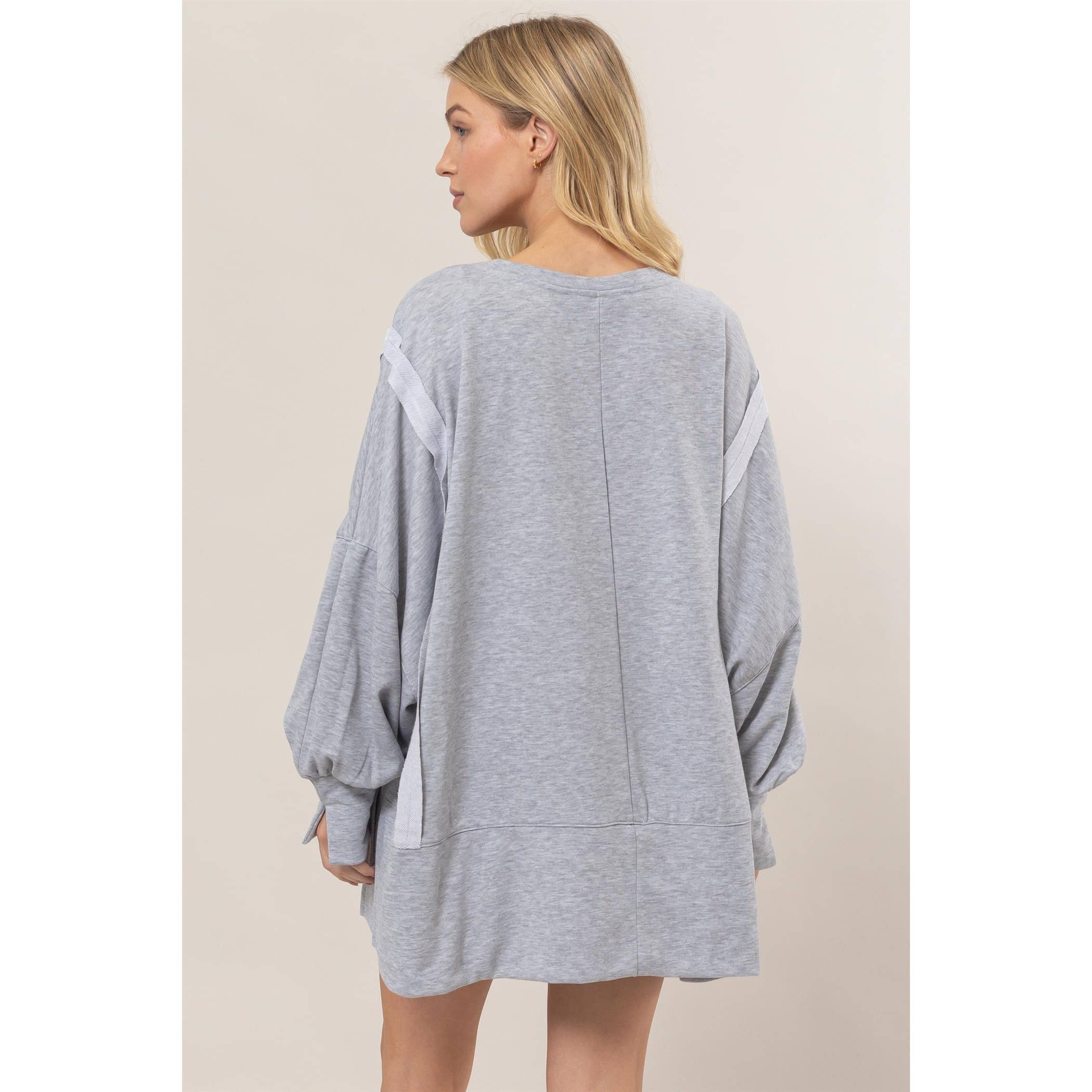 French Terry Long Balloon Sleeves Top