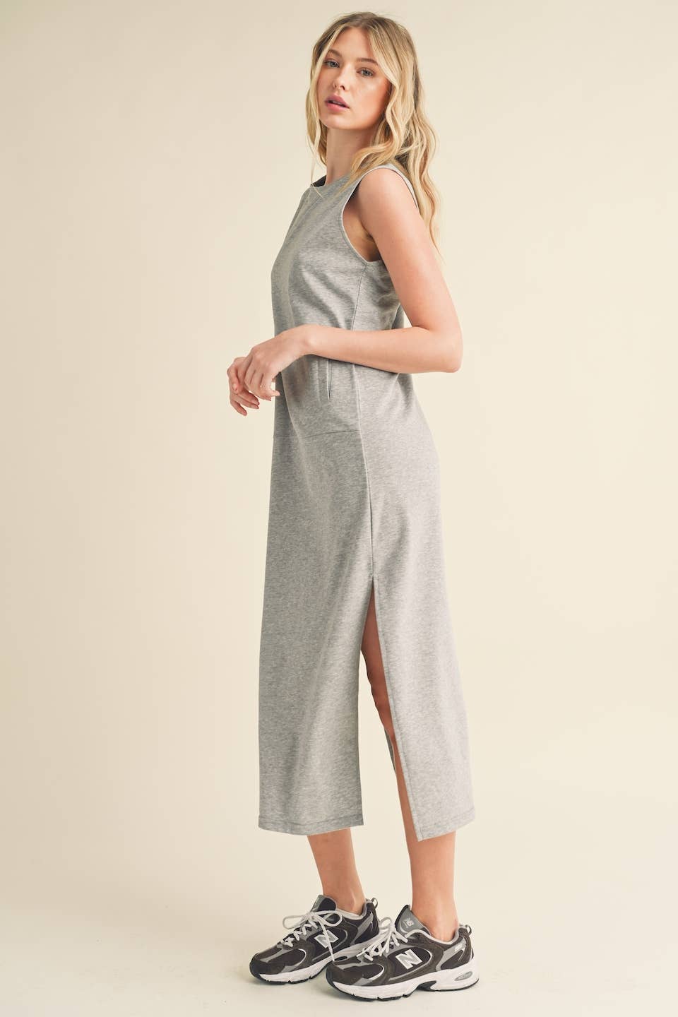 Sleeveless Terry Cloth Midi Dress