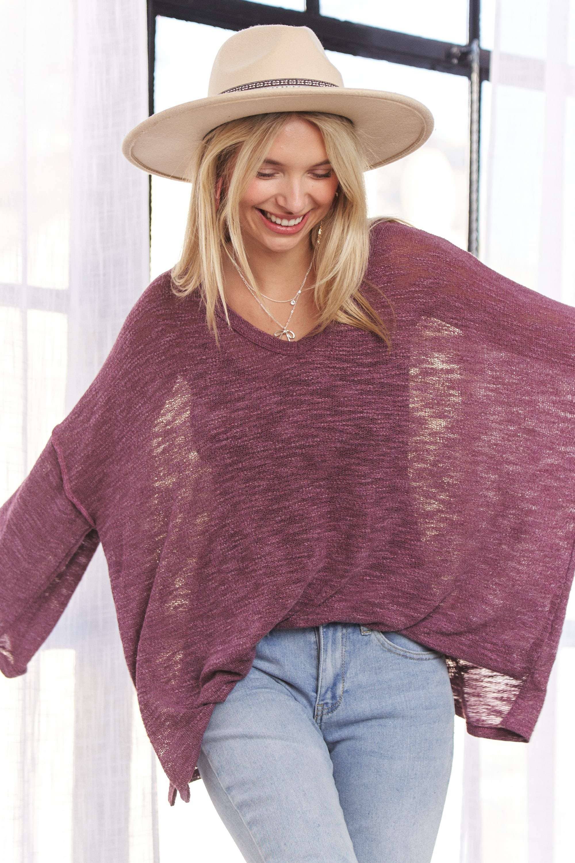 OVERSIZED SLUB KNIT TUNIC TOP