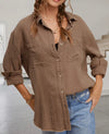 Soft Washed Crinkled Gauze Button Down Shirts