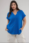 PLUS SIZE ROLL SLEEVE BUTTON DOWN SHIRT