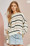 PLUS SIZE Round Neck Striped Sweater