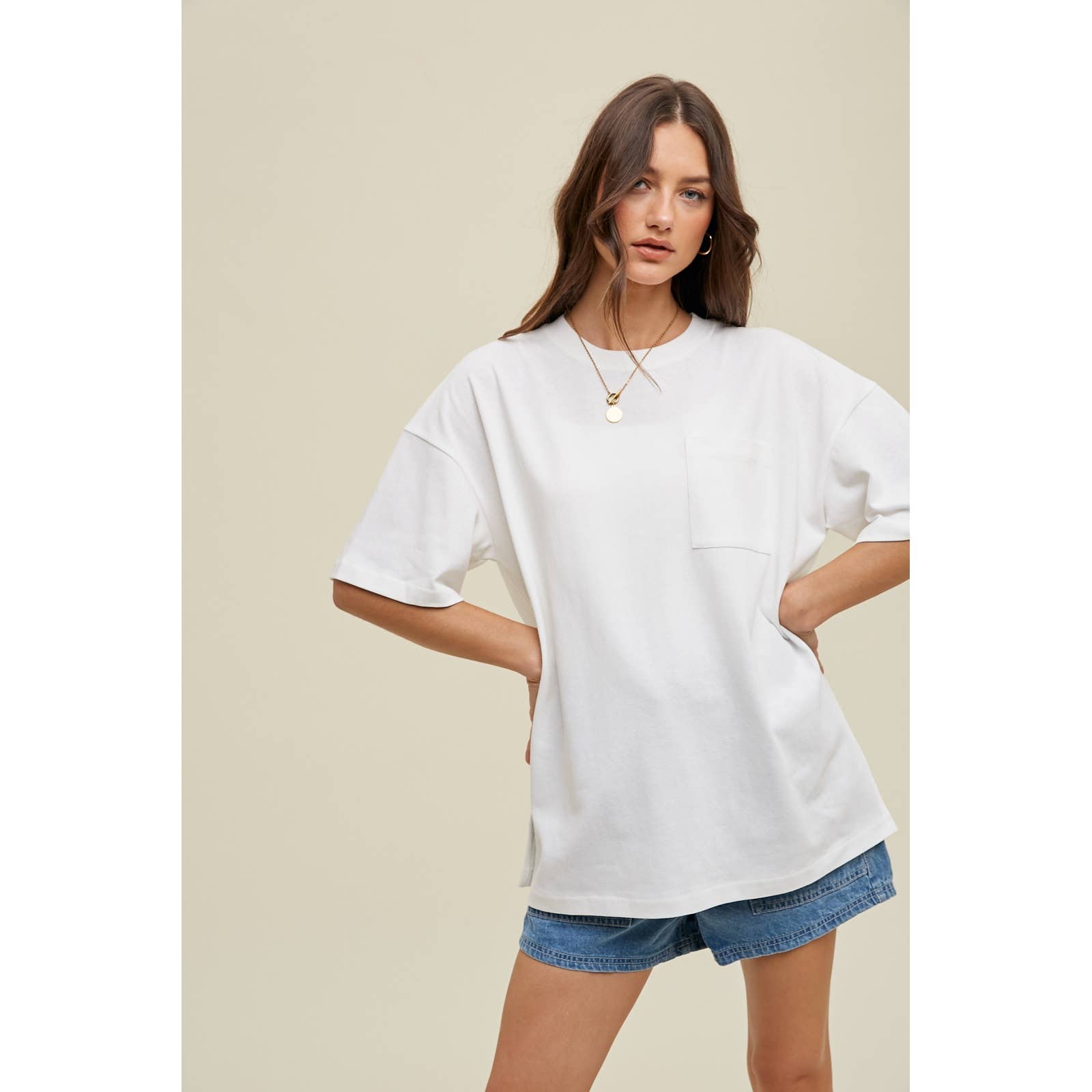 🎉SALE!!🎉 OVERSIZED BOYFRIEND COTTON TEE WITH POCKET