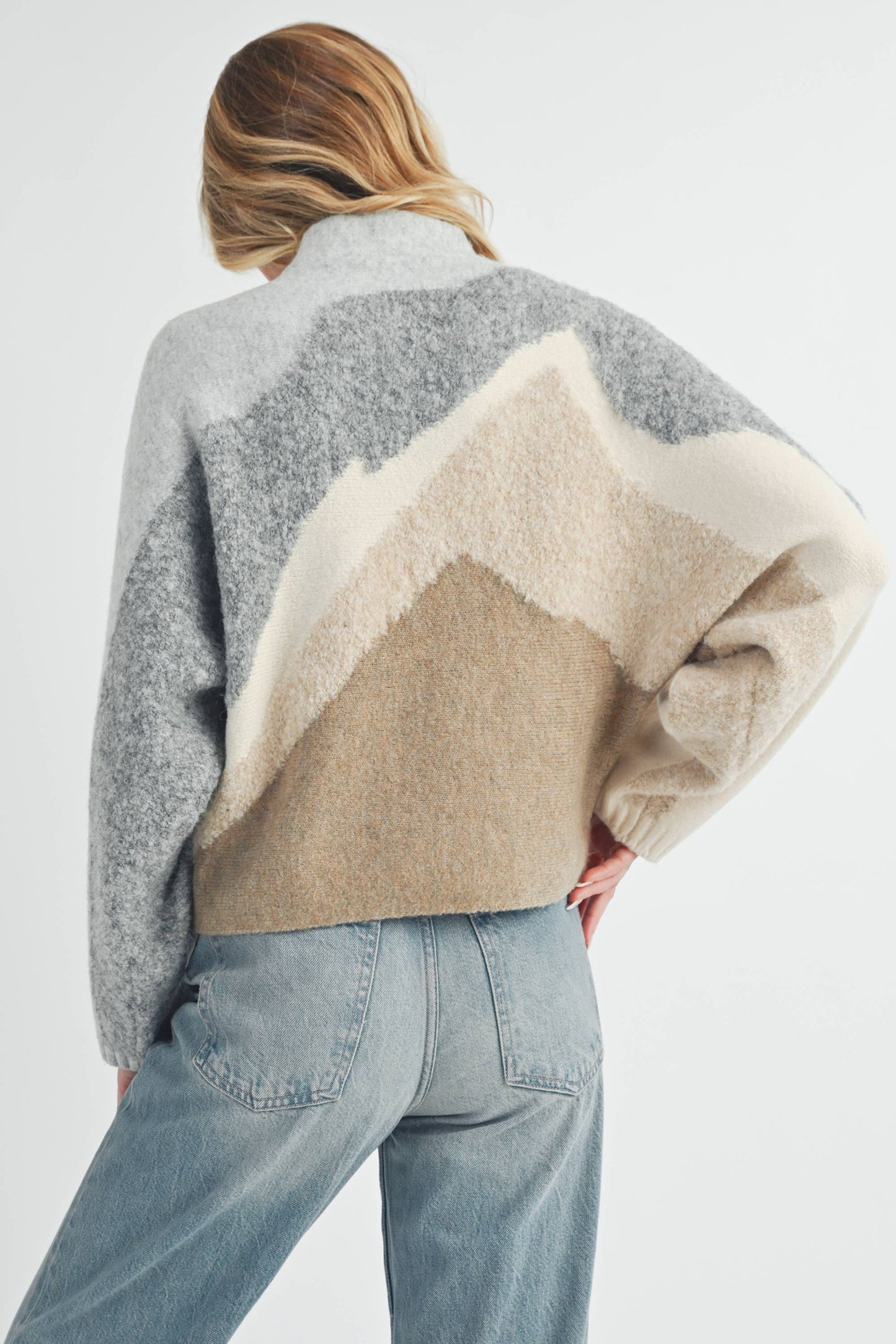 Grey and Tan Contemporary Sweater